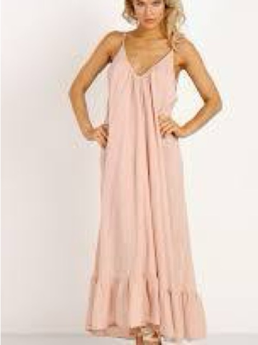 9seed Resort Paloma Ruffle Maxi Dress Peach Cotton Gauze One Size